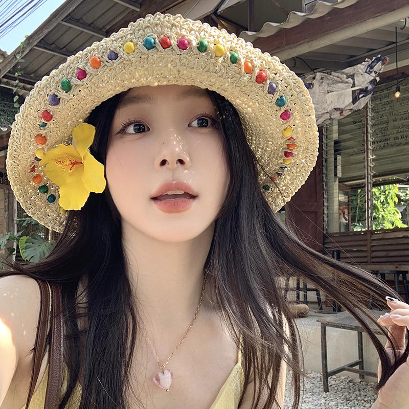 Цветная соломенная шляпа в виде сахарной фасоли для женщин 2025 года, летний стиль, защита от солнца, рыболовная шляпа для отдыха на море