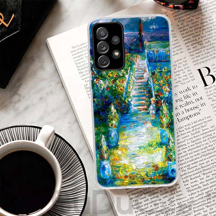 Claude Monet Garden Lotus Bridge Cover For Samsung Galaxy A51 A50 A71 A70 Phone Case A21S A31 A41 A10 A20E A30 A40 A01 A11 A6 A7