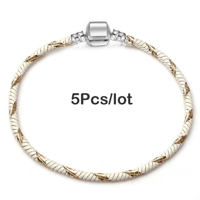 5pcs /Lot Sale Popular Charm Bracelets Diy Elegant Leather Chain Charms Bracelets Bangles For Women Jewelry Gift