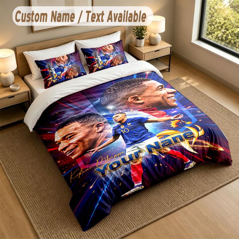 Bedding Set 1 Duvet Cover 2 Pillowcases Kylian Mbappe Print Soft Bed Linen Bedroom Decor