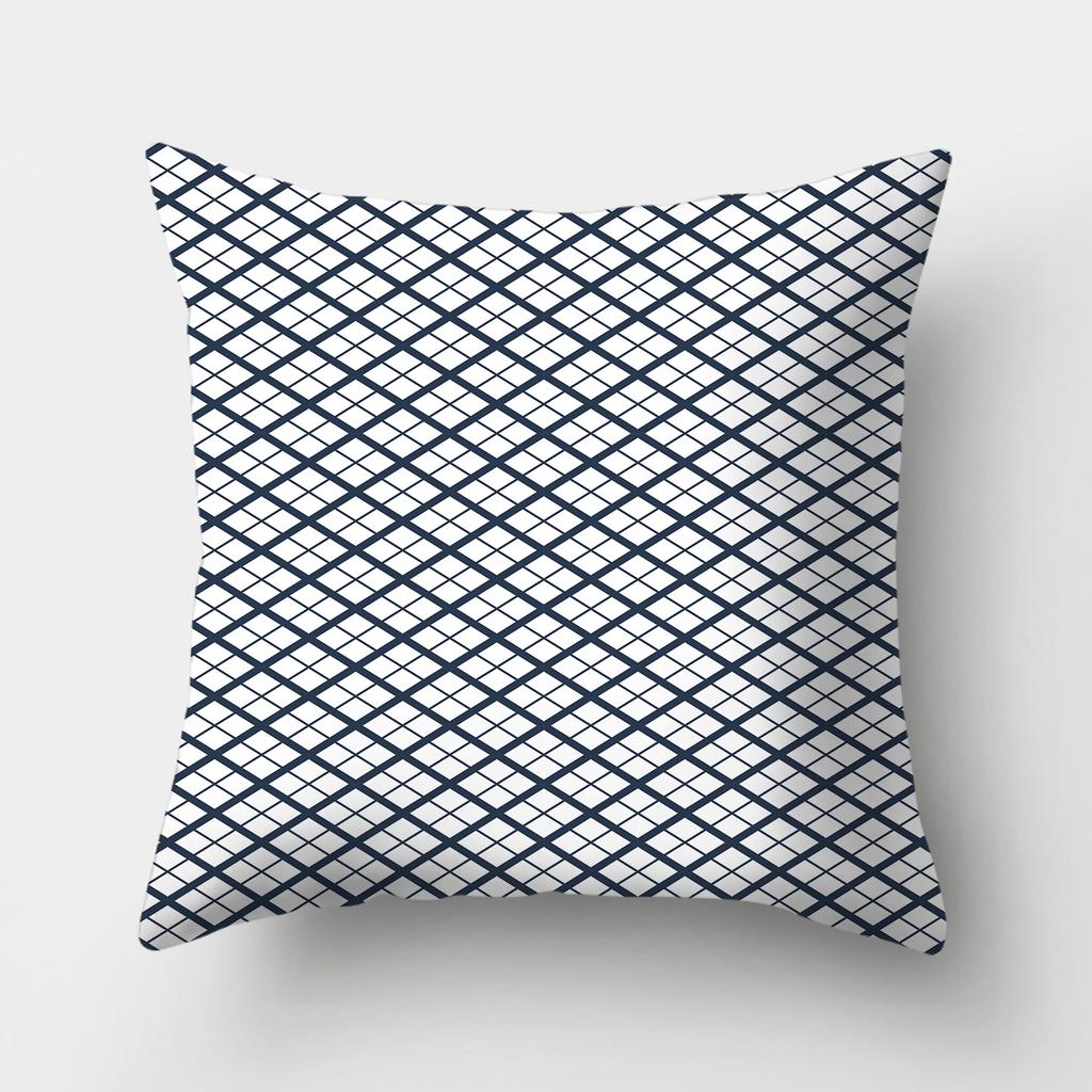 Blue Pattern Decorative Cushion Cover Stripe Geometric Pillow Case For Car Sofa Decor Pillowcase Home Throw Pillow Cover 45X45CM
