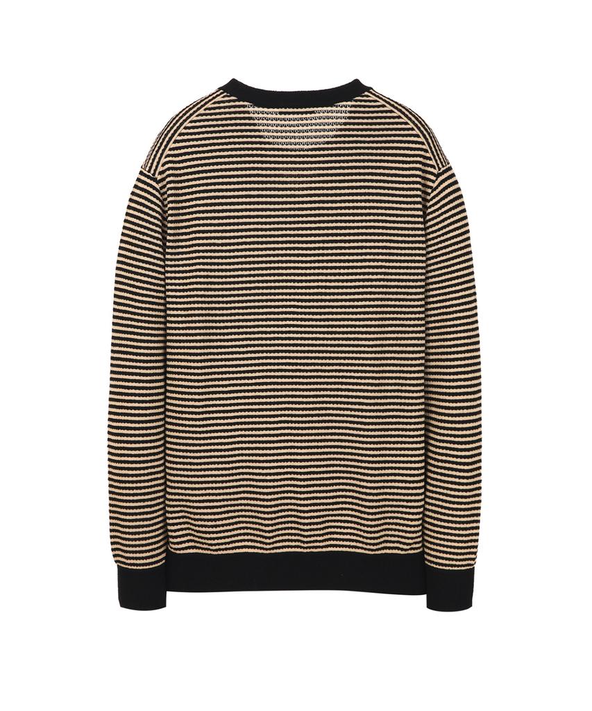 Jilseutyueoteunyuyogmaen Linen Blend Striped Crew Neck Knit - Black (Jnsw6B409Bk)