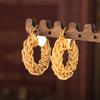 Wind Twist Woven Hollow Geometric Earrings Personalized Fashion Design Copper Material Plated 18k Gold Earrings