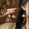 Деревянная бусина сердцевина фрукта фундук кулон серьги с бахромой ретро литературный темперамент серьги женские серьги дизайнерское чувство нишевый