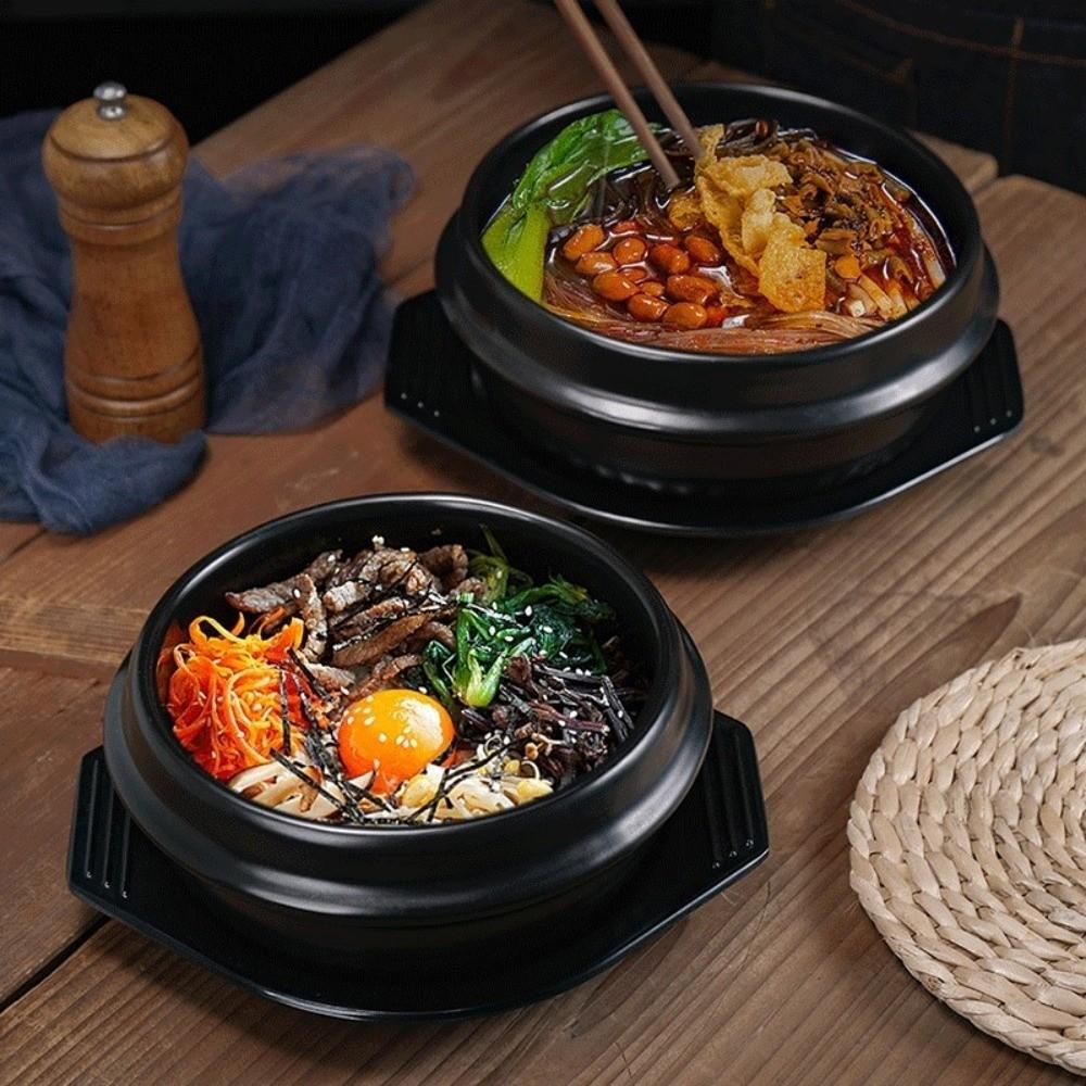 С поддоном Смешанный рис Каменный горшок Утолщенный Корейская кухня Кастрюля для готовки Суповая кастрюля Коммерческое использование