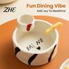 Dry And Wet Food Separator French Fries Bowl with Sauce Dipping Compartment, Heat Resistant Ceramic Snack Elegant Heart Shaped Server, Microwave Safe