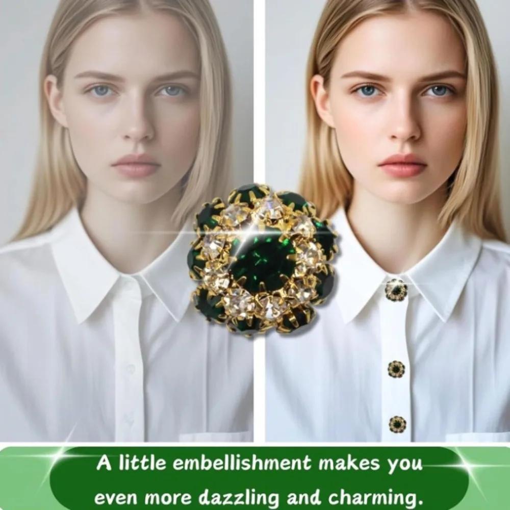 2PCS Rhinestone Rhinestone Button Cover DIY Accessories Alloy Cufflinks Button Cover Shirt Button Box