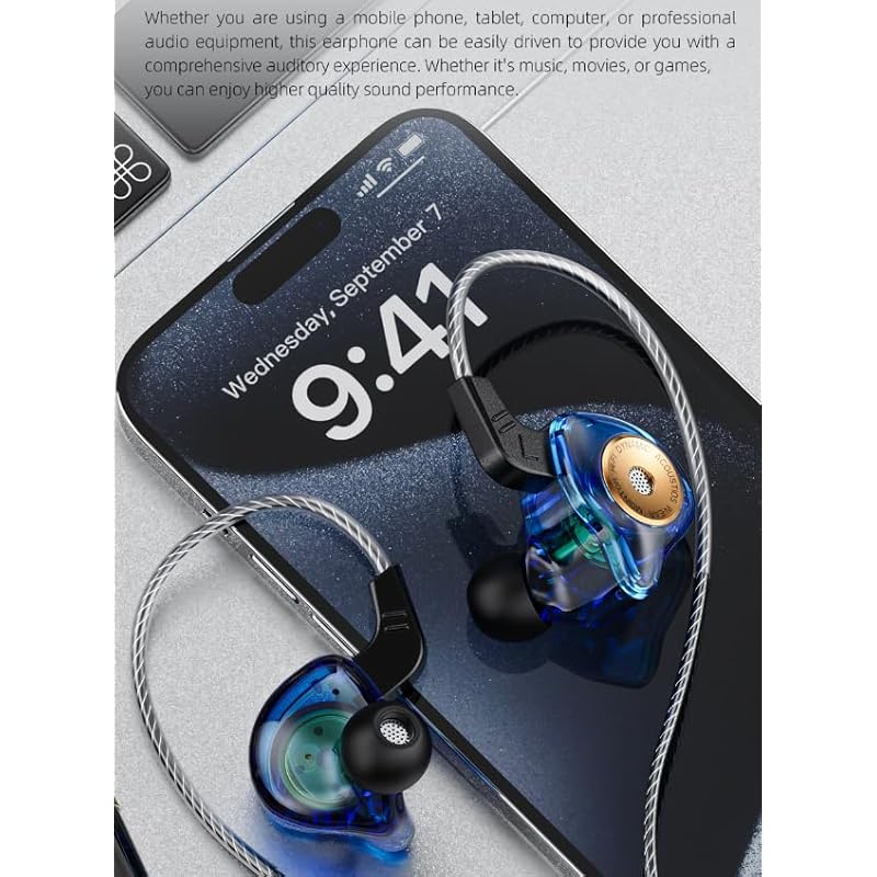 [New release] 3.5mm earphone wired over-the-ear earphones Canal type with microphone Hard to fall off It won't come off Listen while using earphones