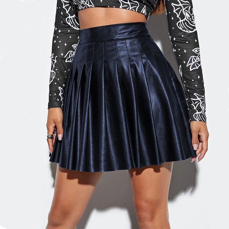 Trendy Pleated Skirt for Women, Cross-Border European and American Style Pu Short Skirt, Sexy Nightclub Style Skirt D14
