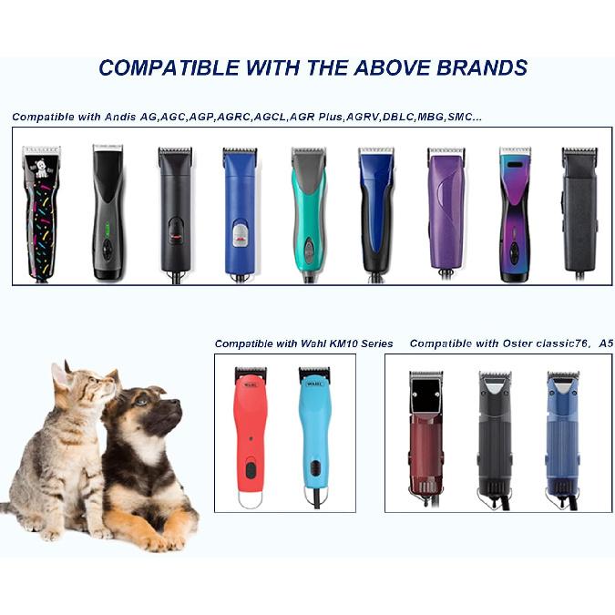 3ШТ Сменные лезвия для машинки для стрижки собак, совместимые с Andis Pet Clipper/Oster A5/Wahl KM Series Dog Clipper, Керамическое лезвие и Нержавеющая сталь