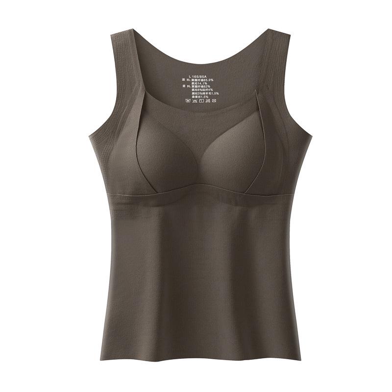 Женский антистатический длинный теплый жилет: Встроенные чашки бюстгальтера, Акрил, Мягкий цельный верхний и нижний слой для осени/зимы