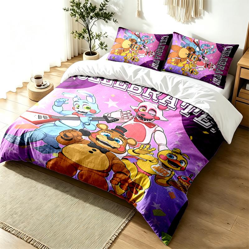 Five nights at freddy 3pc Duvet Cover Set Simple Modern Bedding Set Wrinkle Resistant Soft Fabric All Season Use a perfect gift