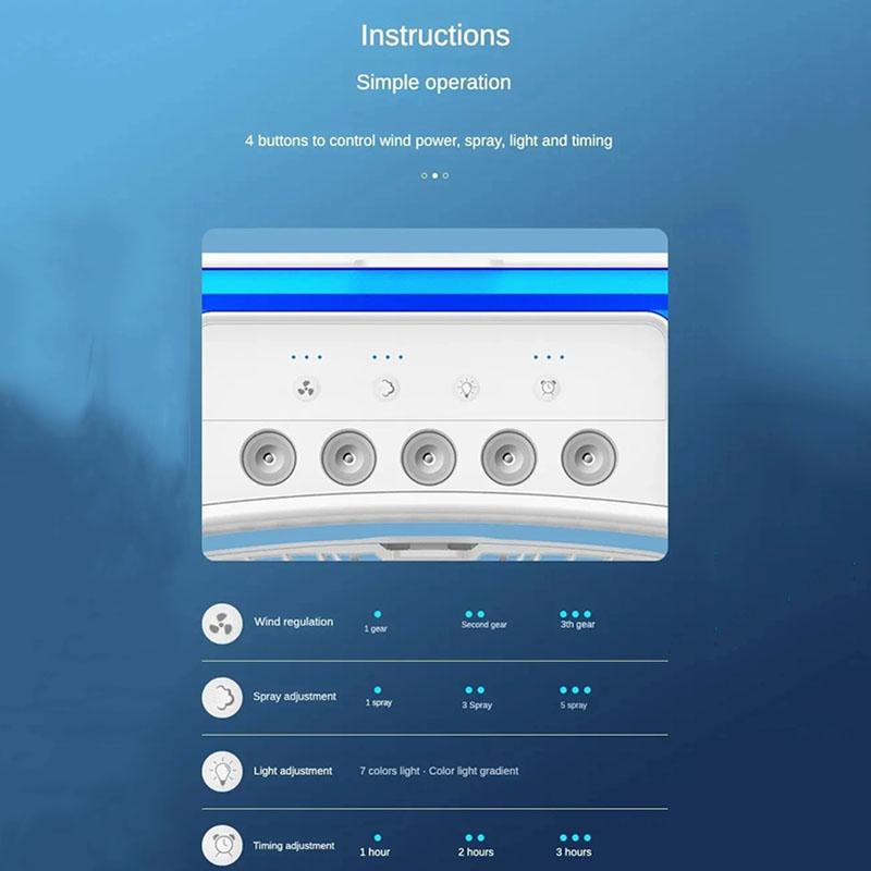 Портативный вентилятор кондиционеры USB электрический вентилятор охладитель воздуха светодиодный ночник водяной туман весело 3 в 1 увлажнитель воздуха для дома