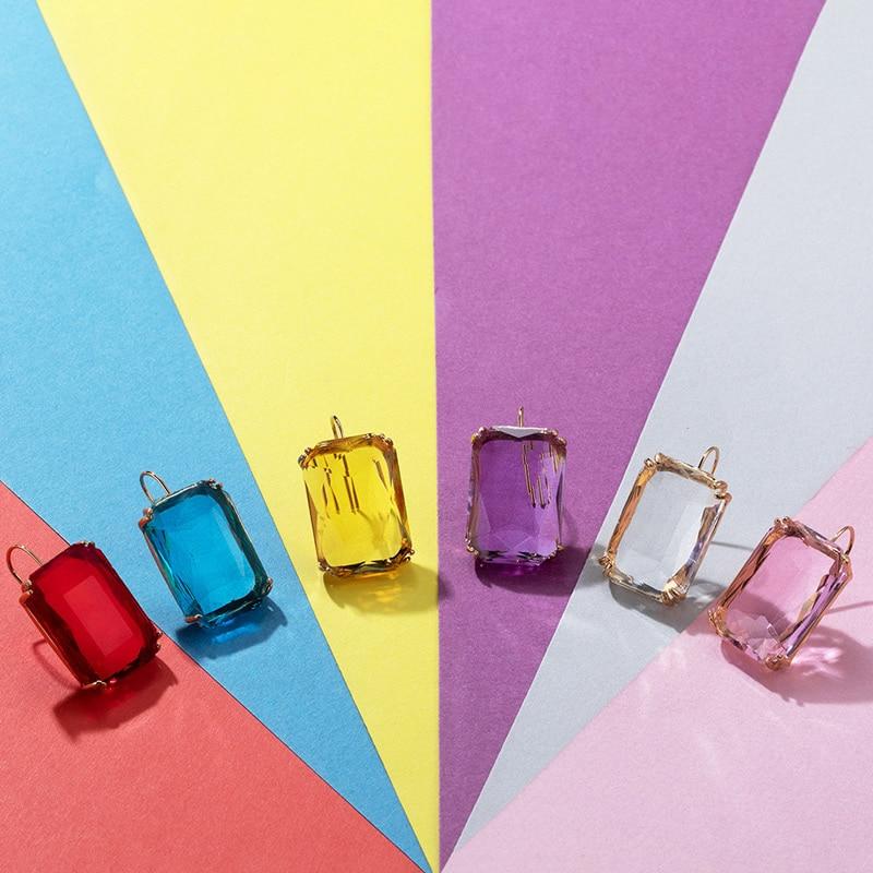 Pinkdudu Fashion Color Rhinestone Stud Earrings Simple Alloy Square Glass Earrings for Women Jewelry Gifts PD685