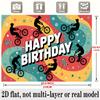 Cyclist Silhouette Birthday Banner, Bicycle Theme Backdrop Wall Decor for Party