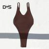 Женский сексуальный монокини с V-образным вырезом без рукавов купальник с открытой спиной, подчеркивающий фигуру, цельный бикини
