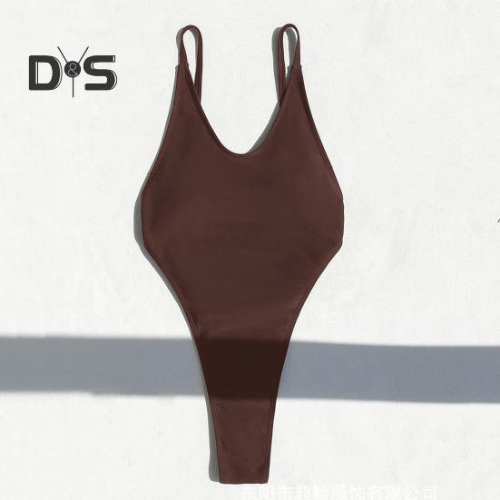Женский сексуальный монокини с V-образным вырезом без рукавов купальник с открытой спиной, подчеркивающий фигуру, цельный бикини