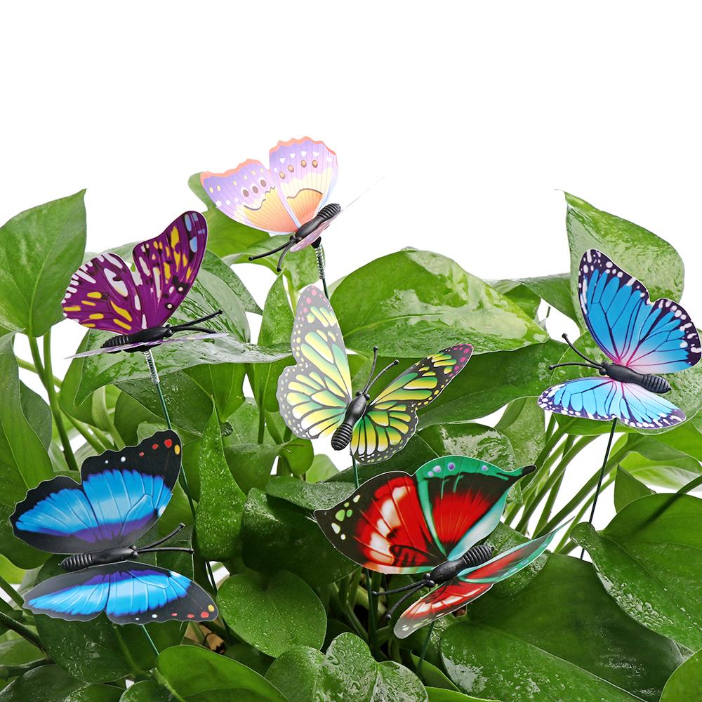 Lawn Decor Yard Artificial Butterfly with Rods Simulation Color Fake Butterflies Garden Decoration