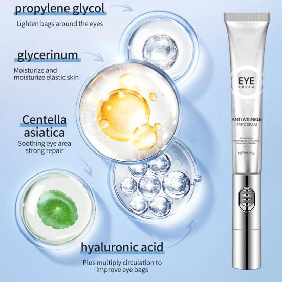 Массажный крем для кожи вокруг глаз с эффектом стирания морщин и мультипептидами 20 г Укрепляющий электронный массажер для тонких линий Умный крем для кожи вокруг глаз Электрический массажный крем для кожи вокруг глаз