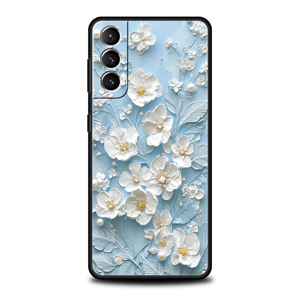 Чехол для телефона Samsung Galaxy S25 Edge S24 S23 S22 S21 Ultra S20 FE 5G S10 S10E S9 Plus Мягкий ТПУ Чехол Масляная Живопись Цветок