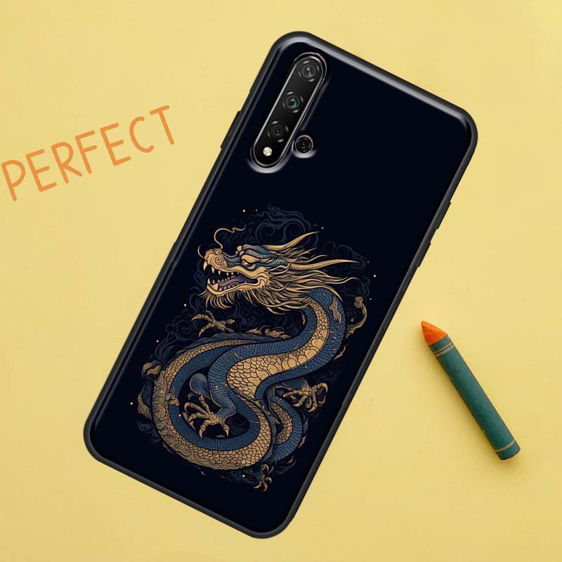 Чехол в китайском стиле с журавлем и драконом для Huawei Nova 5T 9 10 SE 7i 8i 11i 12i Y60 Y61 Y70 Y72 Y73 Y90 Y91 P20 P30 P40 Lite