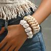 1pc Bohemian Shell Elastic Bracelet For Women, Tropical Ocean Beach Party Gift