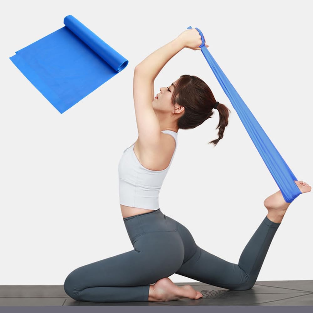 Resistance Bands for Women Non-Latex Long Exercise Stretch Bands for Home Gym Strength Training Length 4.9 FT,Thickness 0.35MM, Blue