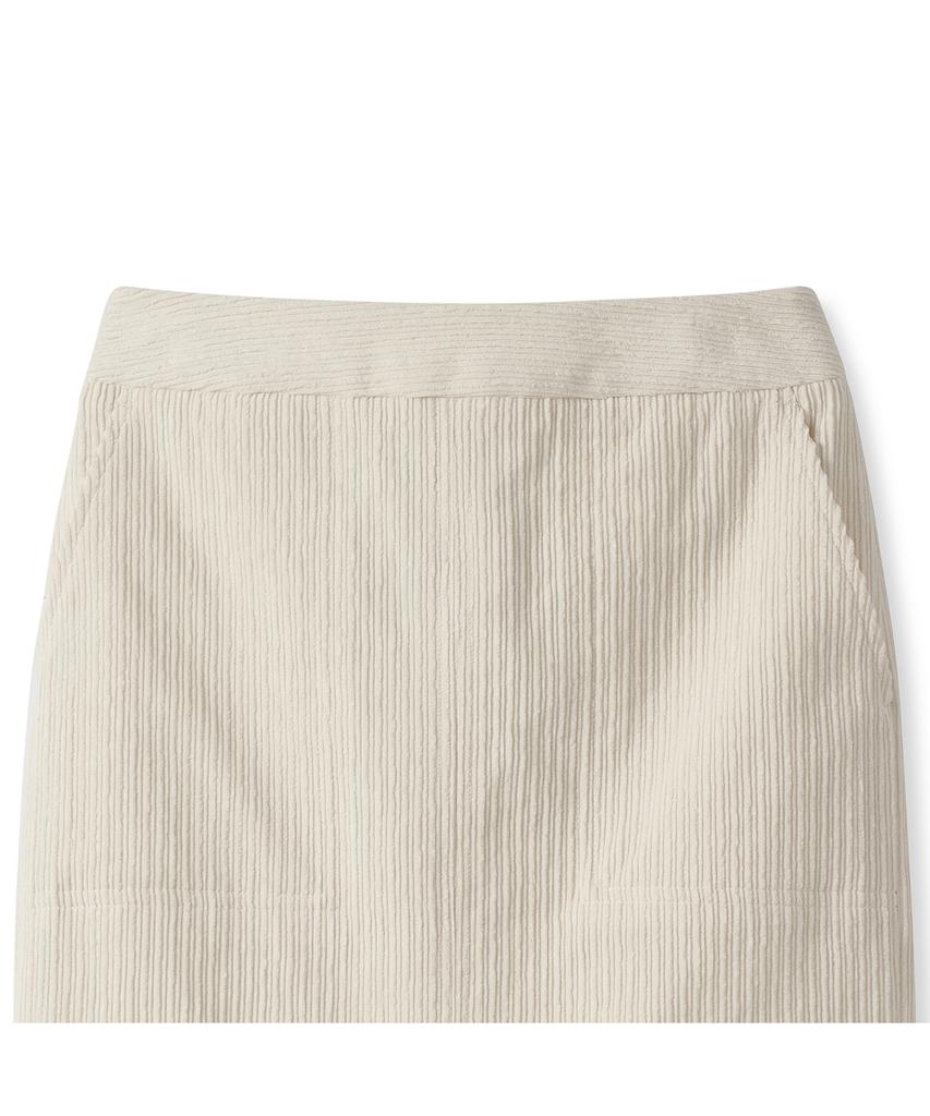 IOLO Women'S Corduroy Slit Skirt_Ivory