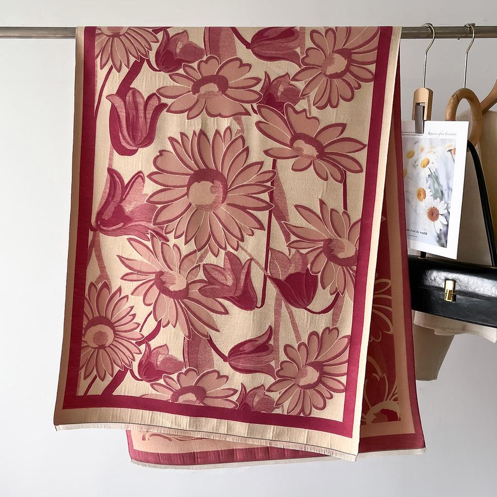 New Printed Double-sided Imitation Cashmere Scarf Women's Winter Scarf Girl Shawl