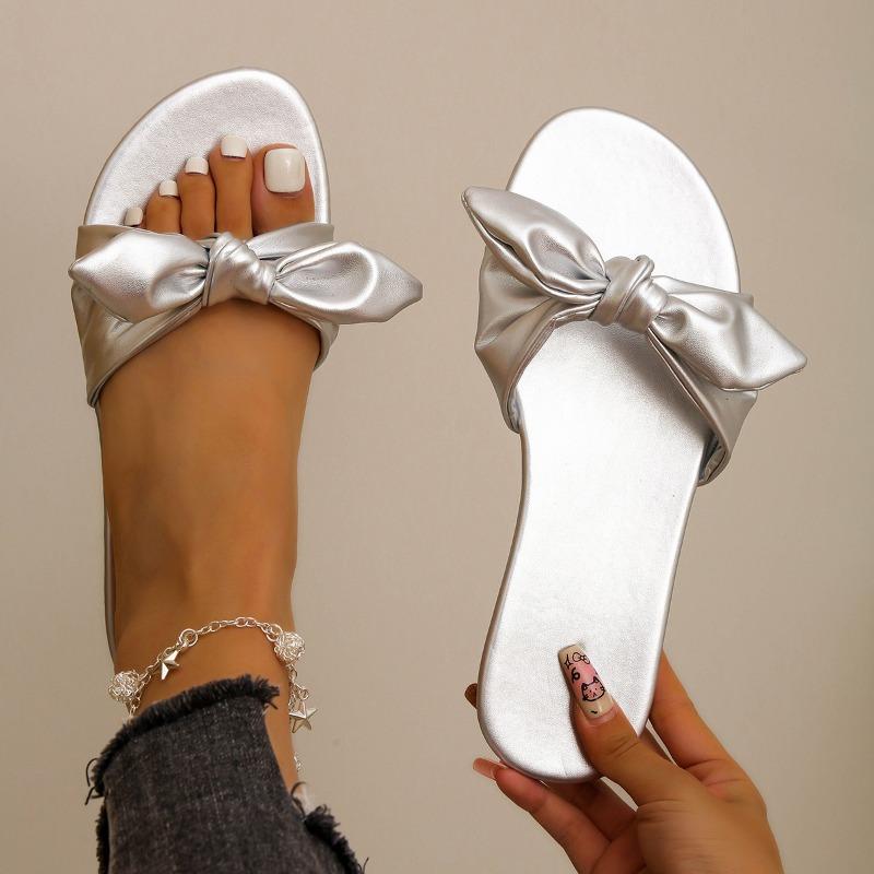 2024 Летние женские сандалии на толстой подошве в стиле ретро, женские модные пляжные тапочки с леопардовым принтом и бантом, женские, большого размера