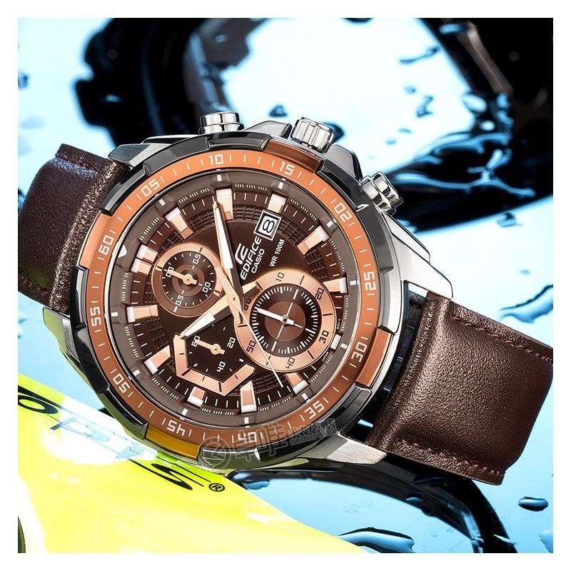 Casio Серия EDIFICE простой и повседневный кварцевый механизм кожаный ремешок японские и корейские часы мужские часы черный циферблат EFR-539L-5AV