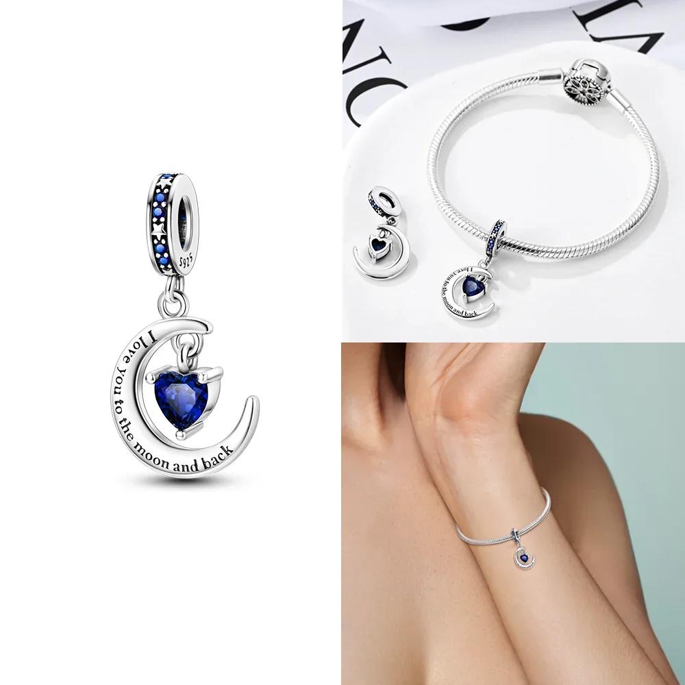 Изысканные Элегантные Медные Шармы Кошка Луна Любовь Сердце Бусины Подходят для Оригинального Браслета Пан Изготовление Для Женщин Ювелирные Изделия Модный Подвеска