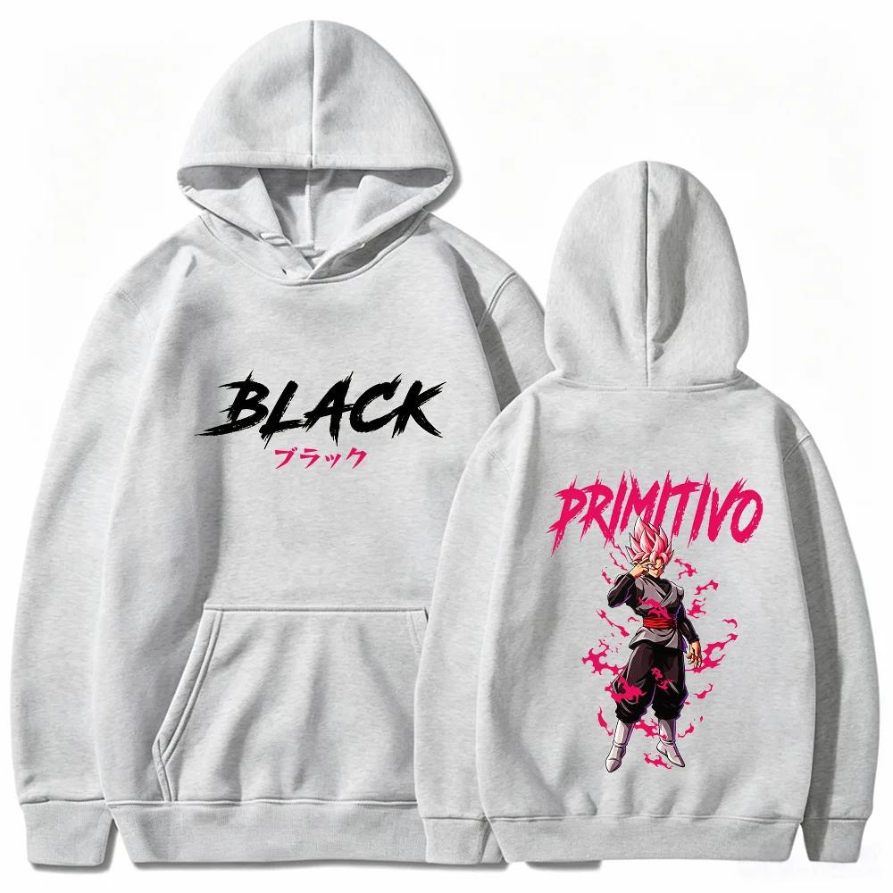 Black Rose Hoodie Goku Dragon Anime Aura Flame Streetwear Aesthetic Pink Black Oversized Casual Sport Sweatshirts