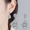 925 Sterling Silver Pink /White Cubic Zirconia Bridal Engagement Waterdrop Cz Stud Earrings For Women Wedding Fine Jewelry Gift
