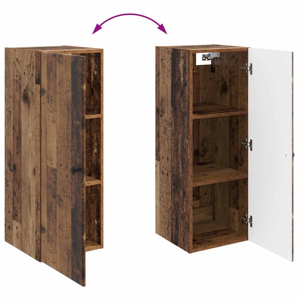Wall Mounted Cabinet Reclaimed Wood Look 33 x 34.5 x 90 cm Particleboard