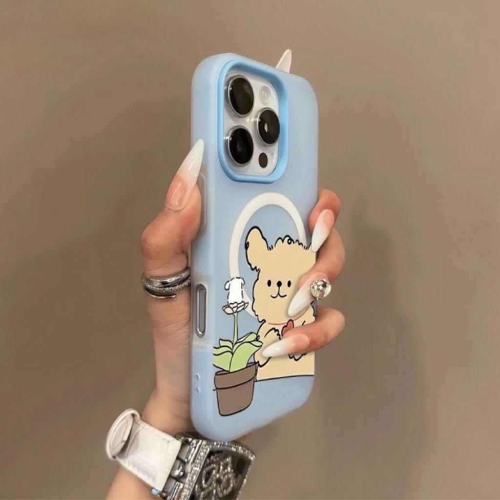 Magnetic Jelly Two-in-one Mobile Phone Case for Iphone14 Cartoon Cute Solid Color Frosted Mobile Phone Case Trendy Style