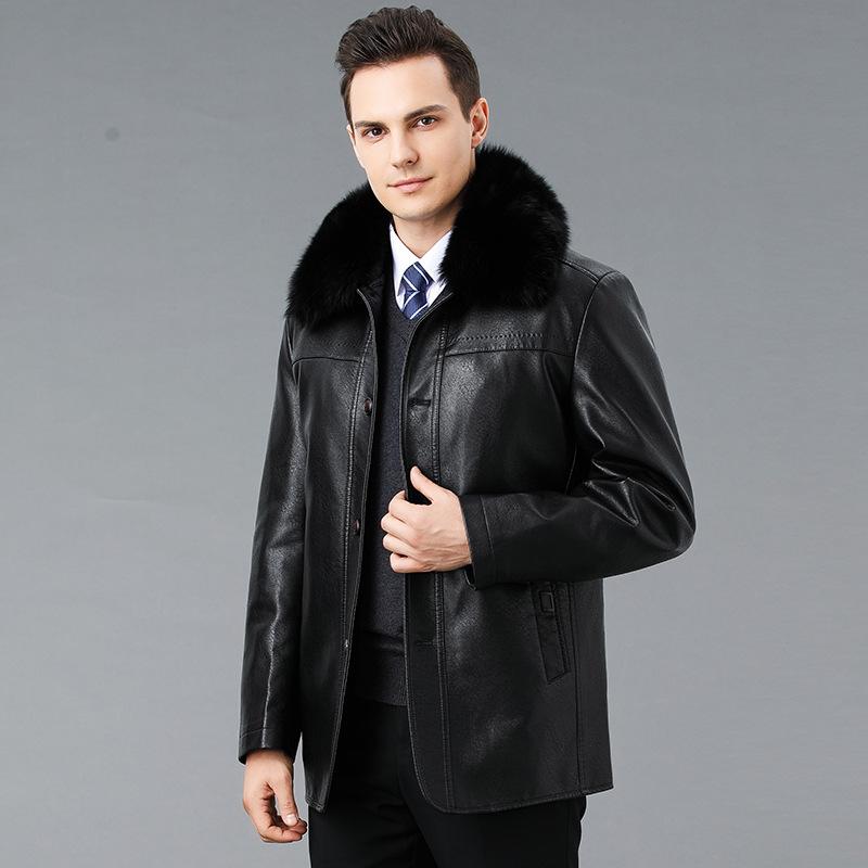 Genuine Leather Jacket Men's Sheepskin Jacket Fur Integrated Middle-aged Dad Winter Down Jacket Jacket