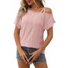 Summer New Women's Clothing Solid-color Single-shoulder Short-sleeved T-shirt with Cutout Top