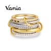 Vania Fashion Double-Layer Zircon Thin Ring, Punk Style Can Stack Five Layers Of 18k Gold-Plated Women's Party Zircon Ring