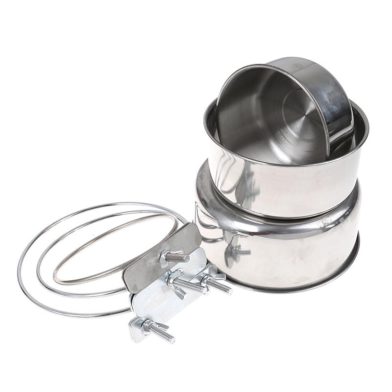 Подвесная миска для домашних животных из нержавеющей стали для кормления собак и кошек, миска для воды и птиц, миска для клетки