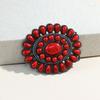 4.0Cm Vintage Pattern Red Turquoise Ladies Belt Button Head Smooth Buckle Bohemian Belt Head Female
