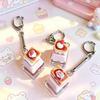 3D Кавайи Нажимаемая Клубничная Тостовая Клавиша Брелок-брелок Милый Подвеска на Рюкзак для Девочек Праздничный Подарок