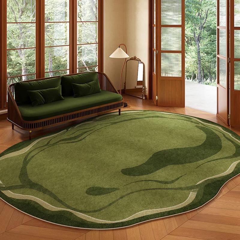 Зеленый ковер для гостиной Неправильной формы Короткий вельветовый Нескользящий напольный коврик Ковер для спальни Прикроватный ковер Цветочный Ретро Домашний декор Teppich Alfombra