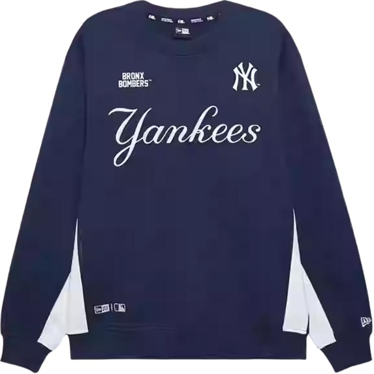 New Era MLB Свитшот с круглым вырезом, повседневный, с цветовыми блоками, с длинным рукавом, унисекс, темно-синий 14397974