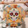 Vibrant Skull Wind Chime with Floral Patterns Colorful Metal Outdoor Hanging Decor for Garden Patio Yard Durable Wind Chimes for Outside