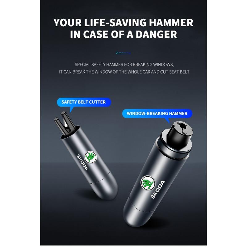 Car Safety Hammer Emergency Window Breaker Seat Belt Cutting Machine For Skoda Octavia Superb Rapid Kodiaq Karoq Fabia Kamiq Roomster Citigo
