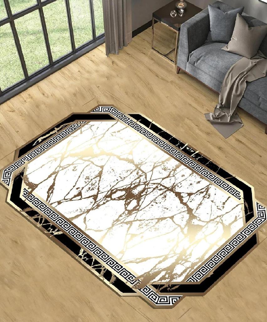 EPeddler Home Современный золотой серебряный мраморный узор Цифровая печать Моющаяся нескользящая кожаная основа Новое поколение Ковер для кухни, гостиной и спальни