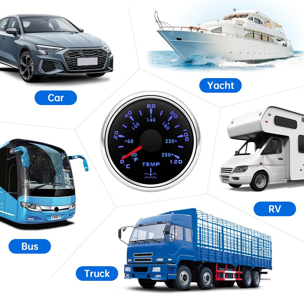 7 цветов подсветки 52 мм датчик температуры воды датчик уровня топлива/воды датчик давления масла вольтметр для морской лодки автомобиля грузовика
