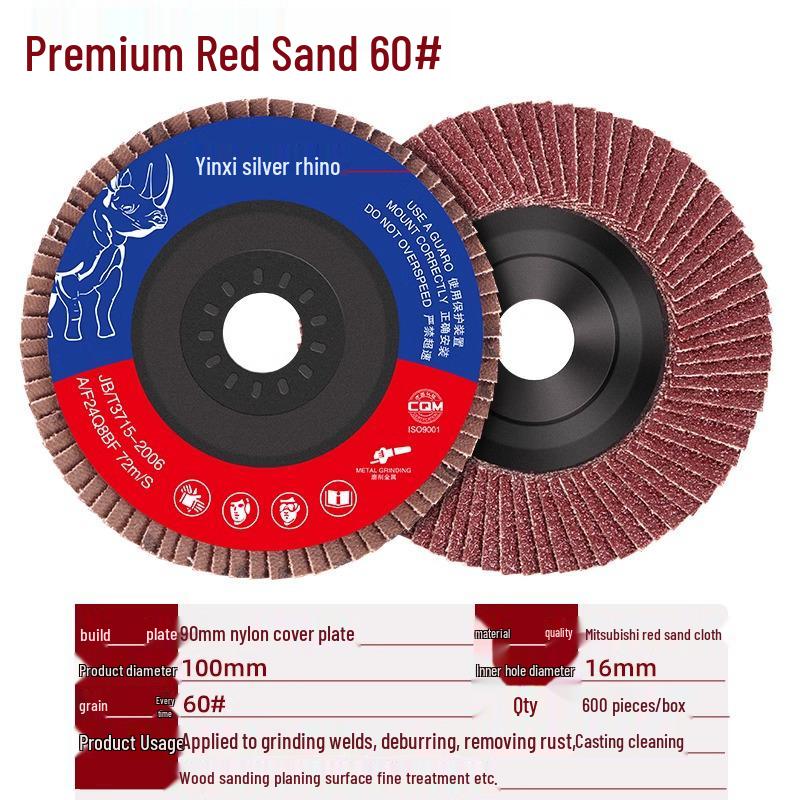 Silver Rhino Thickened Flap Disc: Stainless Steel & Metal Angle Grinder Polishing Wheel with Calcined Abrasive Cloth.