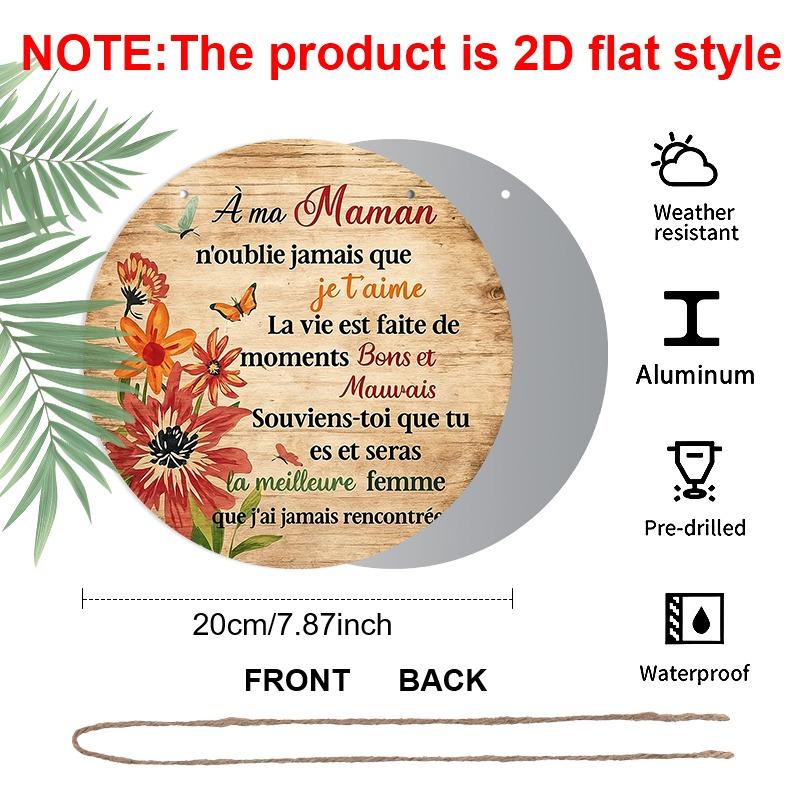 2D Flat Retro French Aluminum Wall Decoration, Available in Various Sizes with An Antique Wood Grain and Pastoral Style, Is An Ideal Choice for Home